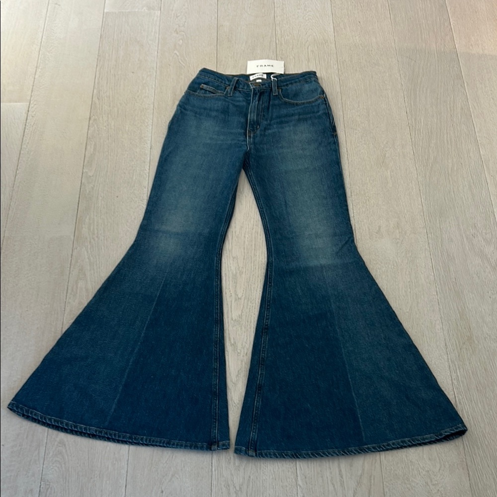 Frame Denim Blue Flare Wide Leg Jeans